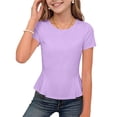 thumbnail image 2 of ATOGUTA Shirts For Teens Short Sleeve Tshirts Crewneck Cute Summer Casual Basic Tops for Kids Teen Size 3T-15, Purple, 2 of 6