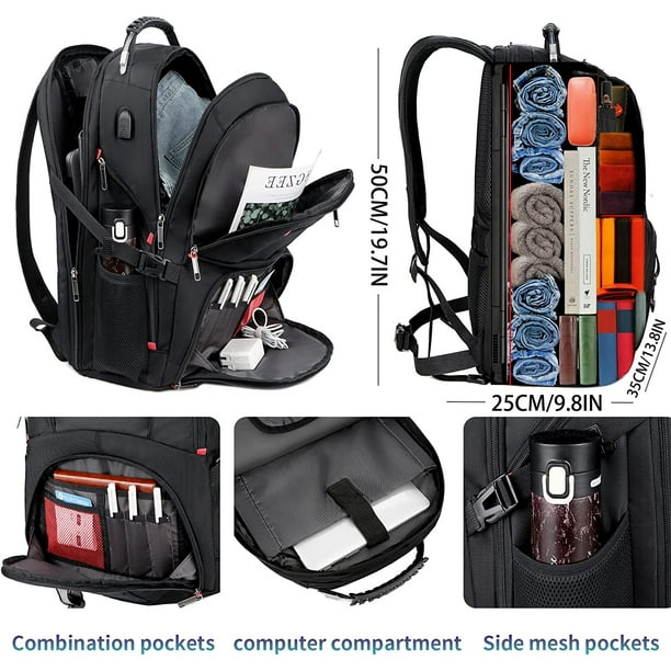 Sac à dos de voyage extra large 17 pouces sacs à dos pour ordinateur  portable sac de travail d'affaires pour hommes femmes antivol avec USB 