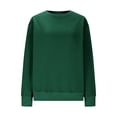 thumbnail image 5 of Clearance under 10 Women's Ladies' Fashionable Casual Solid Color Long Sleeved Round Neck Sweatshirt with Pocket Green L, 5 of 9