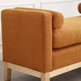 thumbnail image 4 of Ottoman with Bolster Pillows & Wood Legs, Upholstered Bench, Elegant Indoor Bench, Entry Bench, 53.5"W Ottoman Bench for End of Bed, Bedroom, Living Room, Entryway, Caramel, 4 of 6