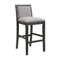 thumbnail image 2 of Retro Fabric Upholstered Counter Stools with Distressed Rubberwood Legs, Black+Grey, Set of 2, 2 of 9