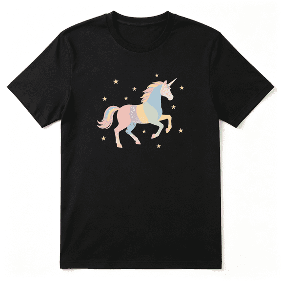 Rainbow Unicorn Colorful Animal Cool Graphic Tee for Women, Playful Birthday Gift Cotton Short Sleeves T-Shirt