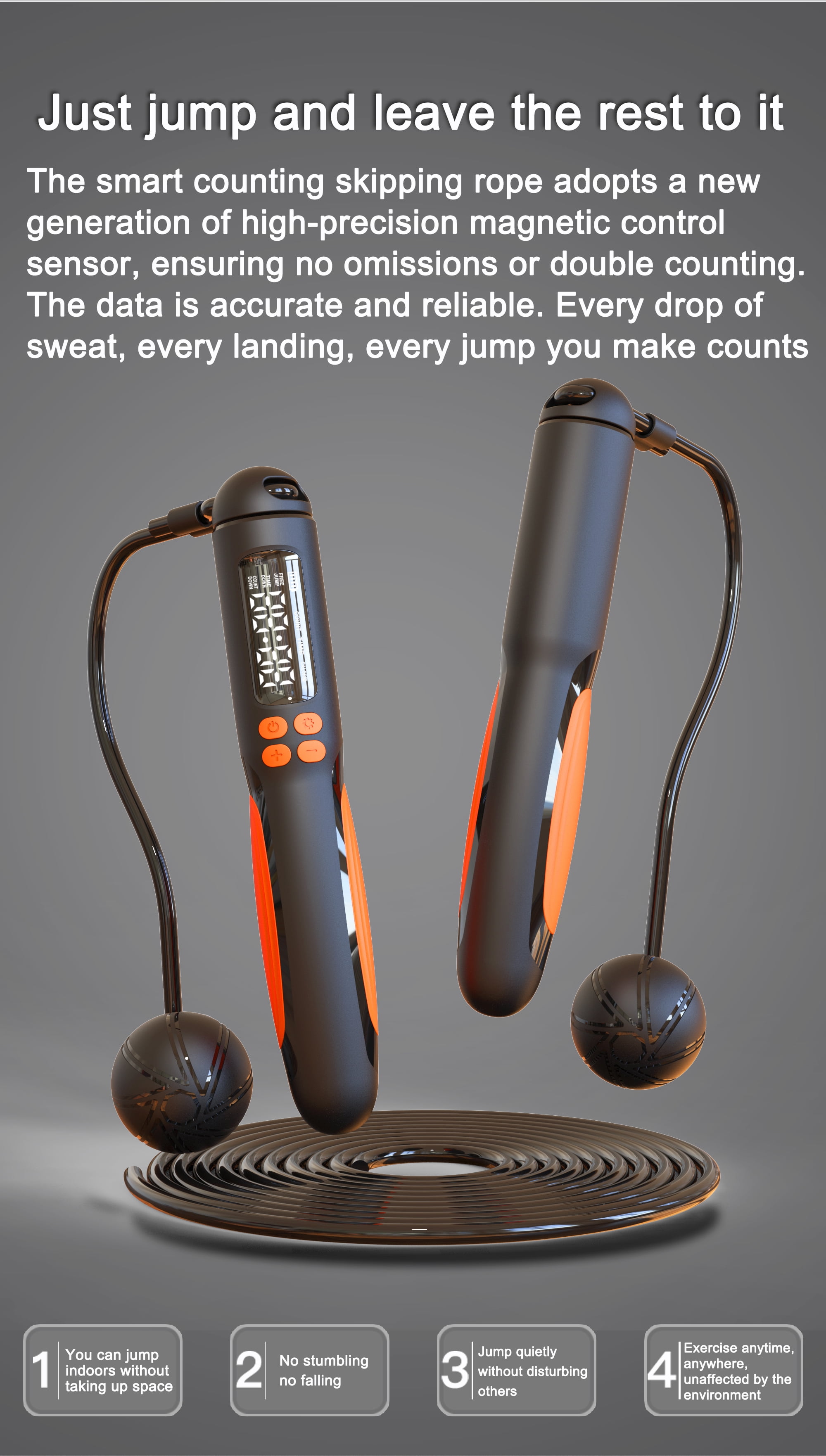 PWO Jump rope with counter, wired wireless weighted cordless jump rope for kids, women and men, adjustable digital smart jump rope for fitness workouts, boxing, speed training, home gym