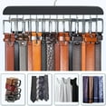 thumbnail image 2 of Belt Hanger for Closet 14 Hooks, Belt Organizer Closet Accessories, Belt Rack Sturdy Wood for Closet Organizers and Storage- Black, Large, 2 of 7
