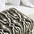 thumbnail image 3 of Home Soft Things Tip Printing Light Faux-fur Ottoman - Meru GEO Light Brown - 19" x 13" x 17", 3 of 7