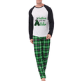 thumbnail image 2 of Family Matching Christmas Pajamas, Letter Print Long-Sleeved Tops + Plaid Trousers Sleepwear Outfits, 2 of 6