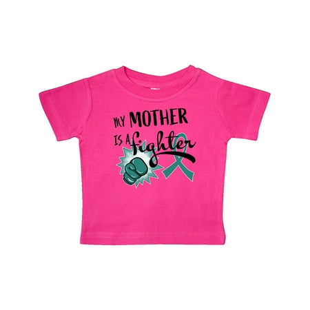 

Inktastic Ovarian Cancer Awareness My Mother is a Fighter Gift Baby Boy or Baby Girl T-Shirt