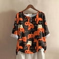 thumbnail image 7 of Godom Halloween Shirts for Women Ghost Graphic Button Oversized T Shirt Short Sleeve Tees Tops, 7 of 7