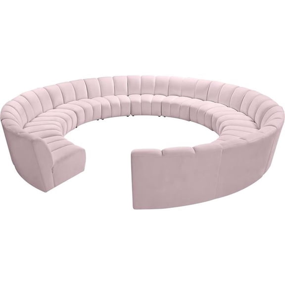 Maklaine Contemporary Pink Velvet Tufted Upholstered Modular 12 Piece Sectional Sofa
