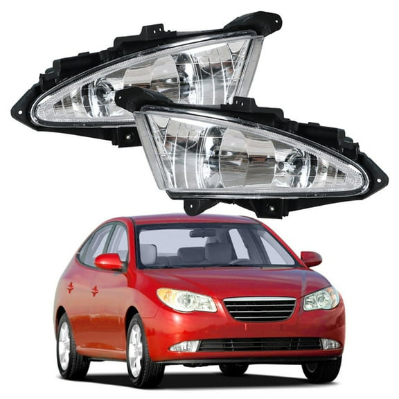 munirater 1 Pair of Clear Lens Bumper Fog Light Assembly (Left & Right Side) Replacement for Hyundai Elantra 2007-2010