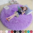thumbnail image 1 of Blush Round Rug For Bedroom, Blue Fluffy Circle Rug For Kids Room,furry Carpet Blanket-SinKeeU, 1 of 1