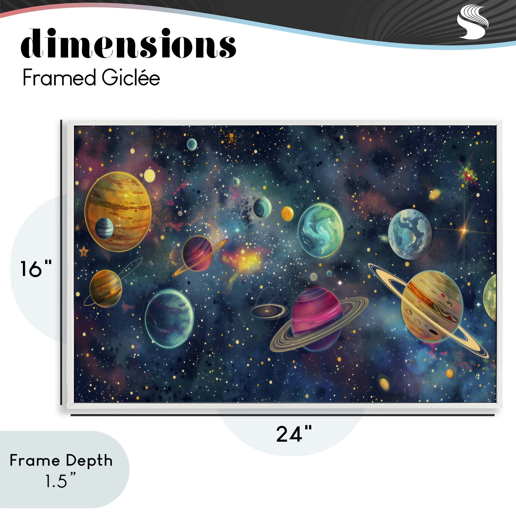 Stupell Industries Celestial Planetary Parade White Framed Giclee Art, design by Creative Studio