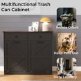 thumbnail image 3 of Ktaxon Farmhouse Sideboard with 2 Tilt Out Trash Can Cabinet 20 Gallon, Free Standing Kitchen Pantry Barn Door Style Laundry Sorter Cabinet, Black, 3 of 10