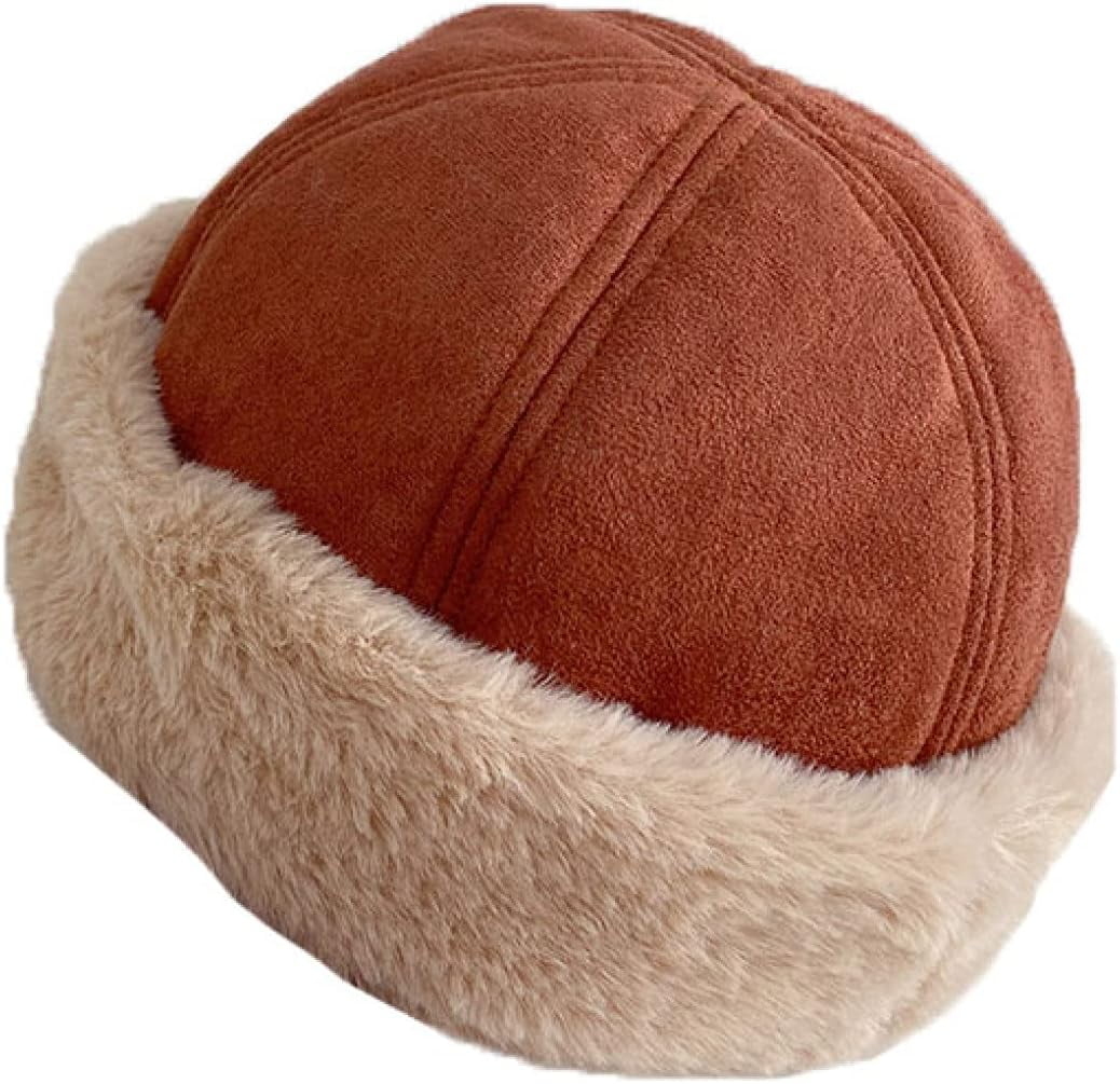 CoCoMangos Winter Suede Hats for Women Thick Bonnet Solid Colors Cap Skulls Beanies Short Curling Women Caps