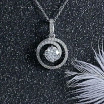 2 Carat Round Cut Moissanite Women's Circle Pendant Necklace, Elegantly Set in 14K White Gold Plating for a Timeless and Radiant Look