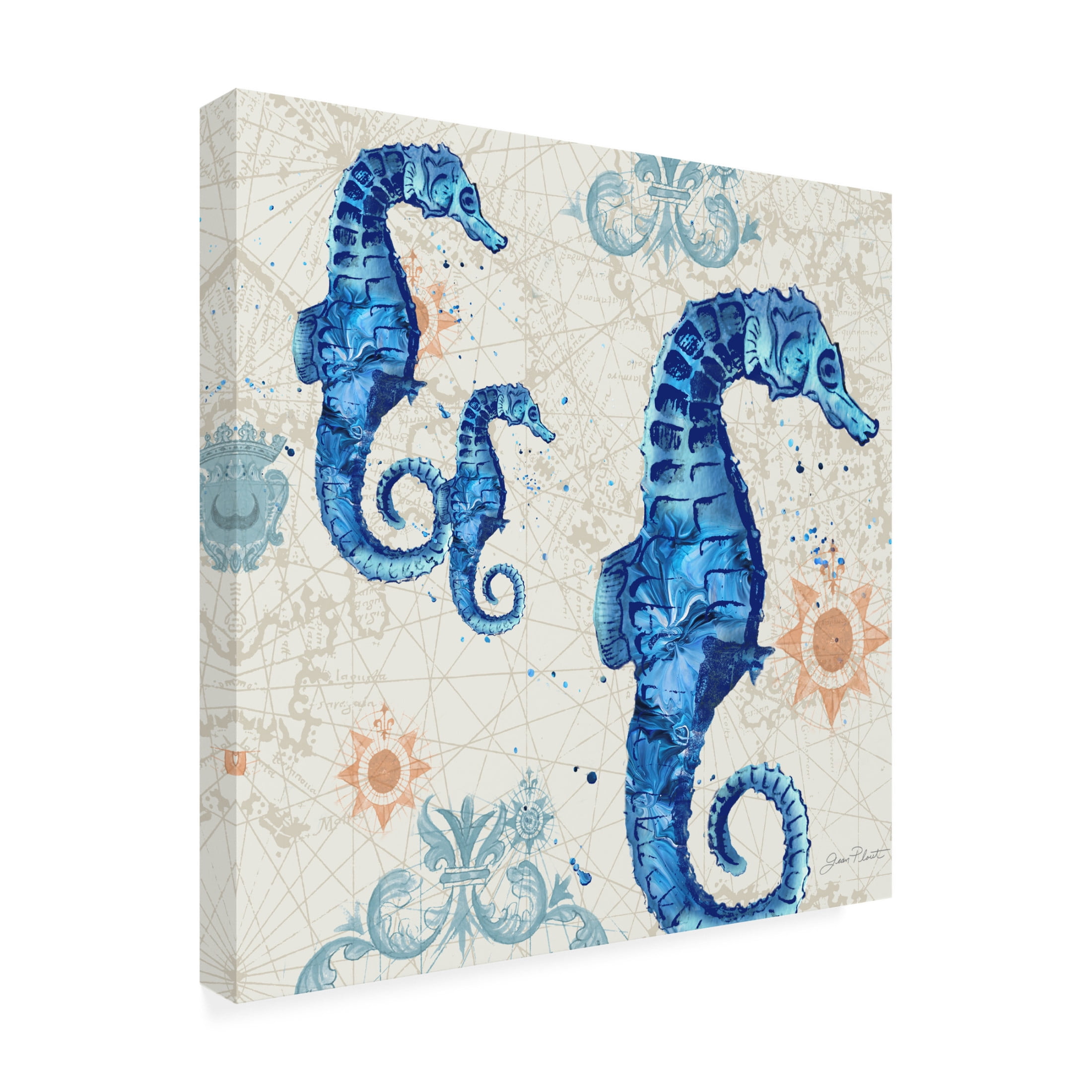Canvas Wall Art - Jean Plout 'Coastal Collection B' Wall Art for Living Room, Bedroom, or Office Décor by Trademark Fine Art - 18 x 18 Inches