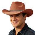 thumbnail image 3 of Wide Brim Cowboy Hat for Men Roll Up Brim Shapeable Western Cowgirl Fedora Lightweight Summer Beach Sun Hat, 3 of 5