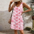 thumbnail image 5 of Xqxayjr Summer Mini T Shirt Sundresses for Womens V Neck Floral Print Vintage Sleeveless Loose Casual Wedding Guest Dresses A-Line Flowy Swing Boho Tank Beach Vacation Dress, 5 of 7
