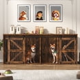 thumbnail image 4 of Blotout 87" Large Farmhouse Dog Crate TV Stand, Wooden Dog Crate Furniture with with Divider Panel/Sliding Metal Mesh Barn Door, XL-XXL Heavty Duty Dog Crates Furniture for 2 Medium or Large Dogs, 4 of 6