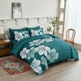 thumbnail image 4 of Dintszyayue Teal Floral 7Pcs Comforter Set Queen,Soft Bed Sheet Pillowcase Adult Bed in a Bag Bedding Set(90"x90"), 4 of 8