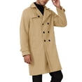 thumbnail image 4 of INSPIRE CHIC Winter Trench Coat for Men's Double Breasted Formal Notched Lapel Long Overcoat 2XL Khaki, 4 of 6