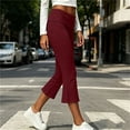 thumbnail image 3 of ShomPort Capri Pants for Women Fold over Low Waist Wide Leg Comfy Summer Lounge Capris Going Out Yoga Pants, 3 of 6