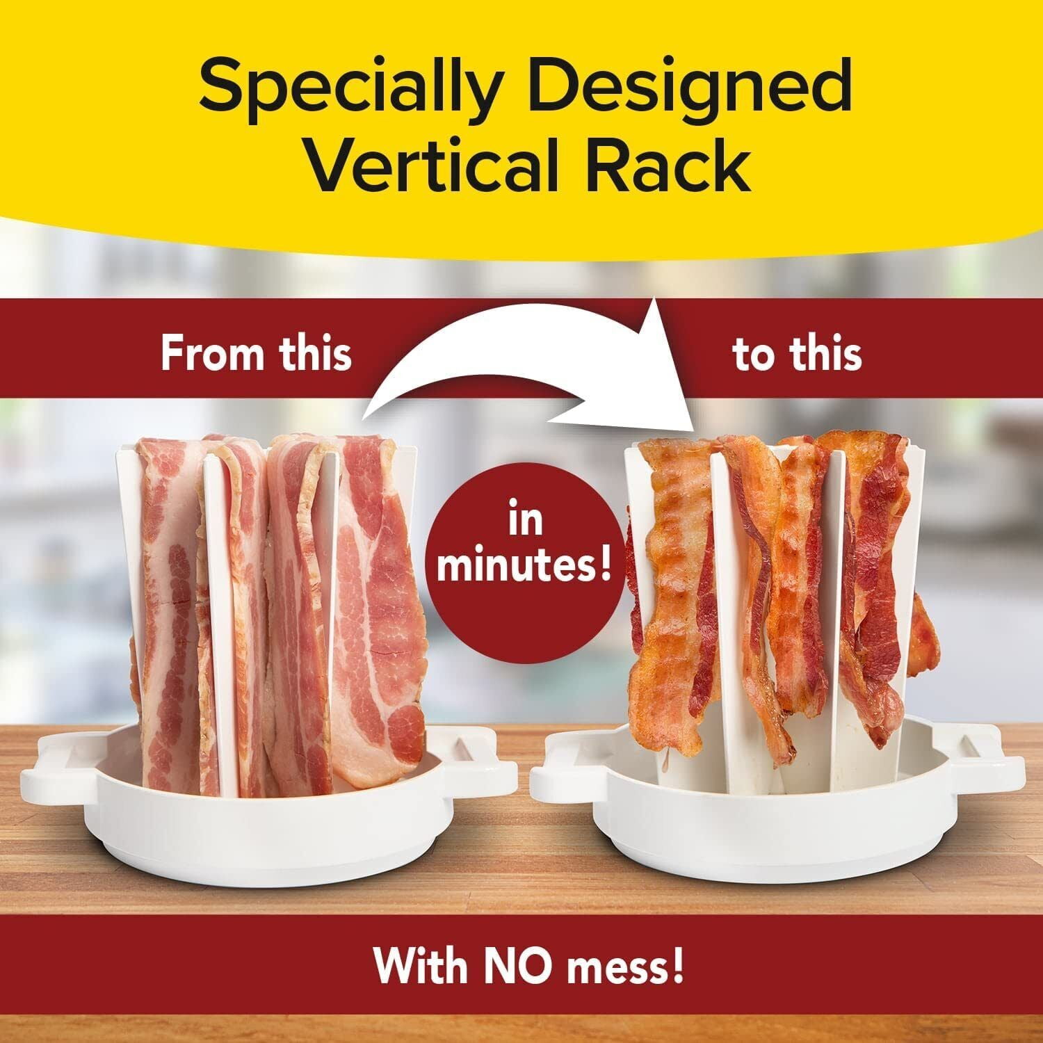 Microwave Bacon Cooker TrayBacon Grill Rack Splatter-Proof Mess-Free  High-Temperature Resistance Kitchen Cooking Meat Gadgets