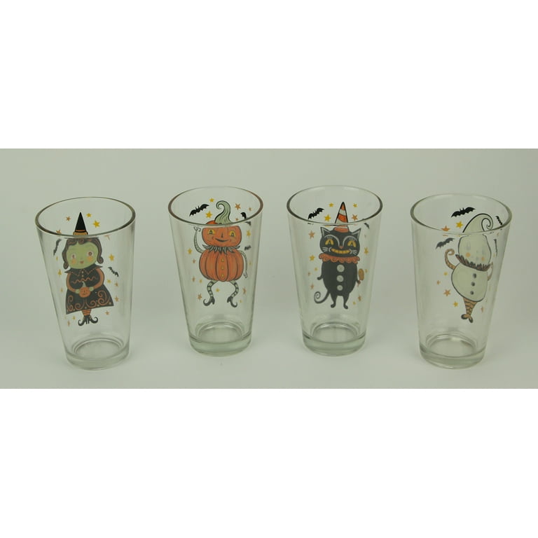 Transpac Glass Vintage Halloween 16oz Tumblers, Set of 4