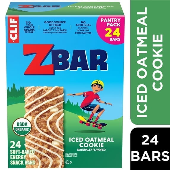 2 Pack Zbar Iced Oatmeal Cookie Soft-Baked Energy Snack Bars, Organic Granola Bars, Snacks for Kids, 24ct