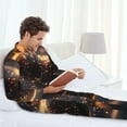 thumbnail image 6 of Sikiie Abstract Glowing Wave Pattern Mens Pajama Set, Soft Warm Long Sleeve Sleepwear, Cozy Button-Down Pjs for Men-Medium, 6 of 7