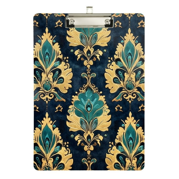 FORMRS Acrylic Clipboard with Low Profile Clip Standard A4 Letter Size, 12.5" x 9", Green Peacock Pattern