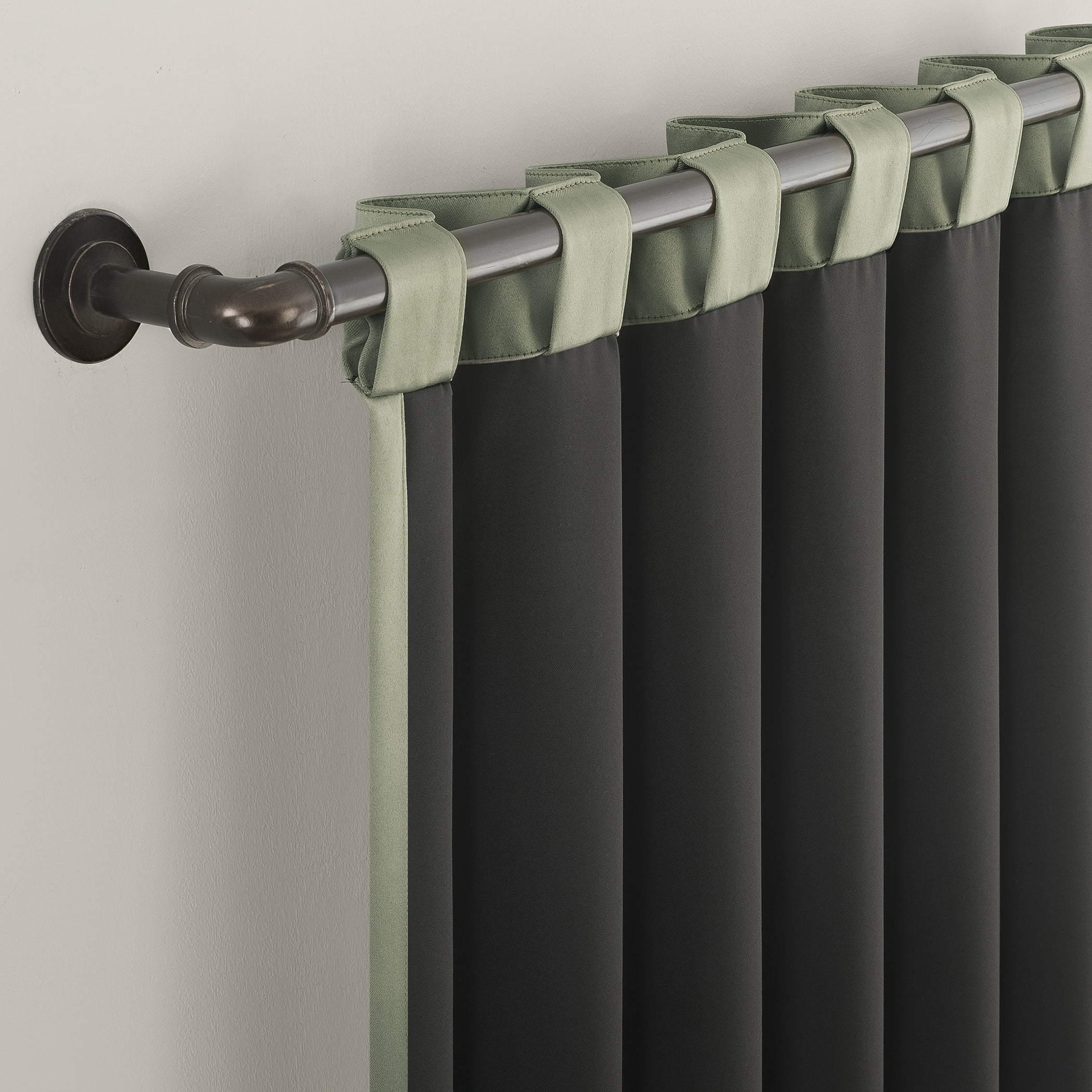 Sun Zero Aria 2-pack Magnetic Closure Theater Grade 100% Blackout Back Tab/Rod Pocket Curtain Panel Pair, 52"W x 96"L, Sage Green