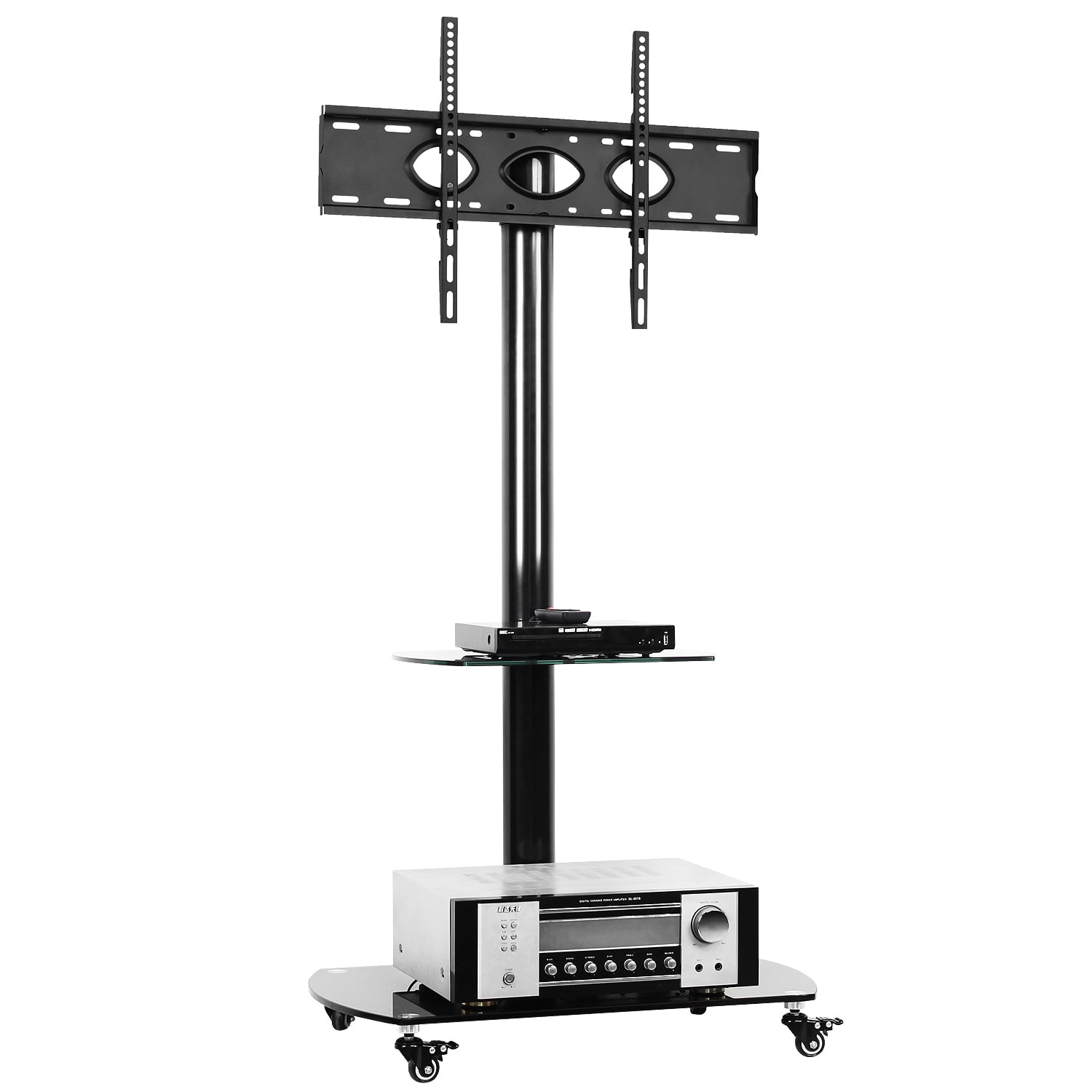 Mobile TV Cart Rolling TV Stand on Wheels for 32" to 65"TVs, Black