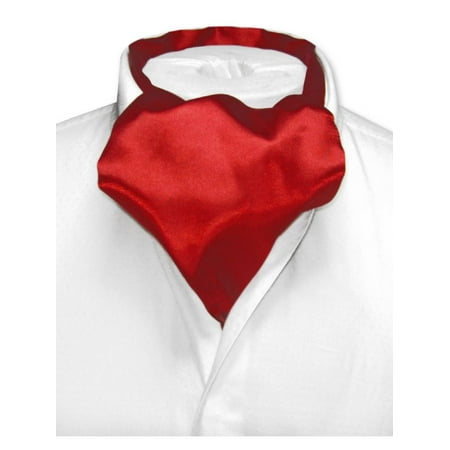 Ascot Tie - Biagio ASCOT Solid DARK RED Color Cravat Men's Neck Tie