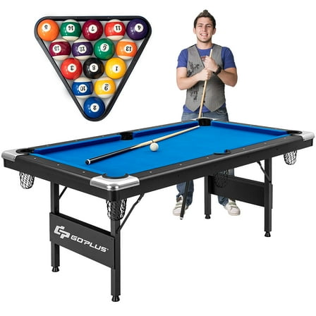 Goplus 6 FT Billiard Table 76 Inch Foldable Pool Table Perfect for Kids and Adults Blue