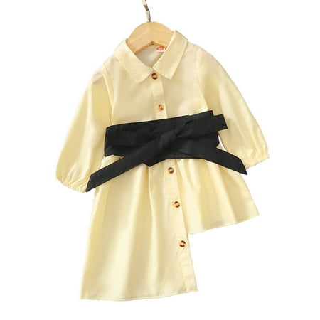 

NZRVAWS Baby Girls Dress 6 Months Baby Girls Turn-down Collar 9 Months Baby Girls Solid Color Fall Winter Irregular Dress 1PCS Sun Dress Blue