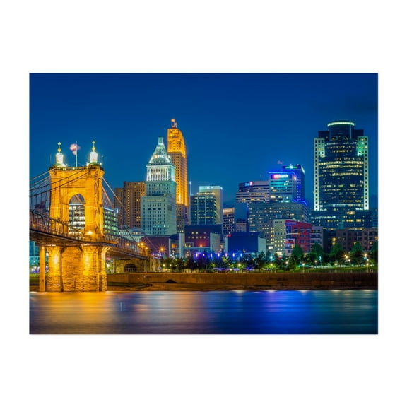 Glowing Cincinnati - Cincinnati Ohio Photography Unframed Wall Art Print 5 x 7 inches