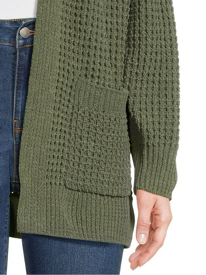 トップス 96AW STONE  CHENILLE KNIT CARDIGAN Time and Tru Women's Chenille Cardigan Sweater, Midweight