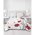 thumbnail image 2 of Quilts Twin Size Bedding Set, Red Poppy Flowers Lightweight Quilted Comforter, Spring Modern Abstract Floral Rustic Soft Reversible Bedspread Coverlet with Pillow Covers for All Season, 68" x 86", 2 of 7
