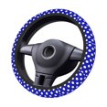 thumbnail image 2 of Rateoe Blue And White Polka Dot Pattern Elastic Stretch Steering Wheel Cover, Universal 15 inch, Microfiber Breathable , Anti-Slip, Odorless, Easy Carry, 2 of 6