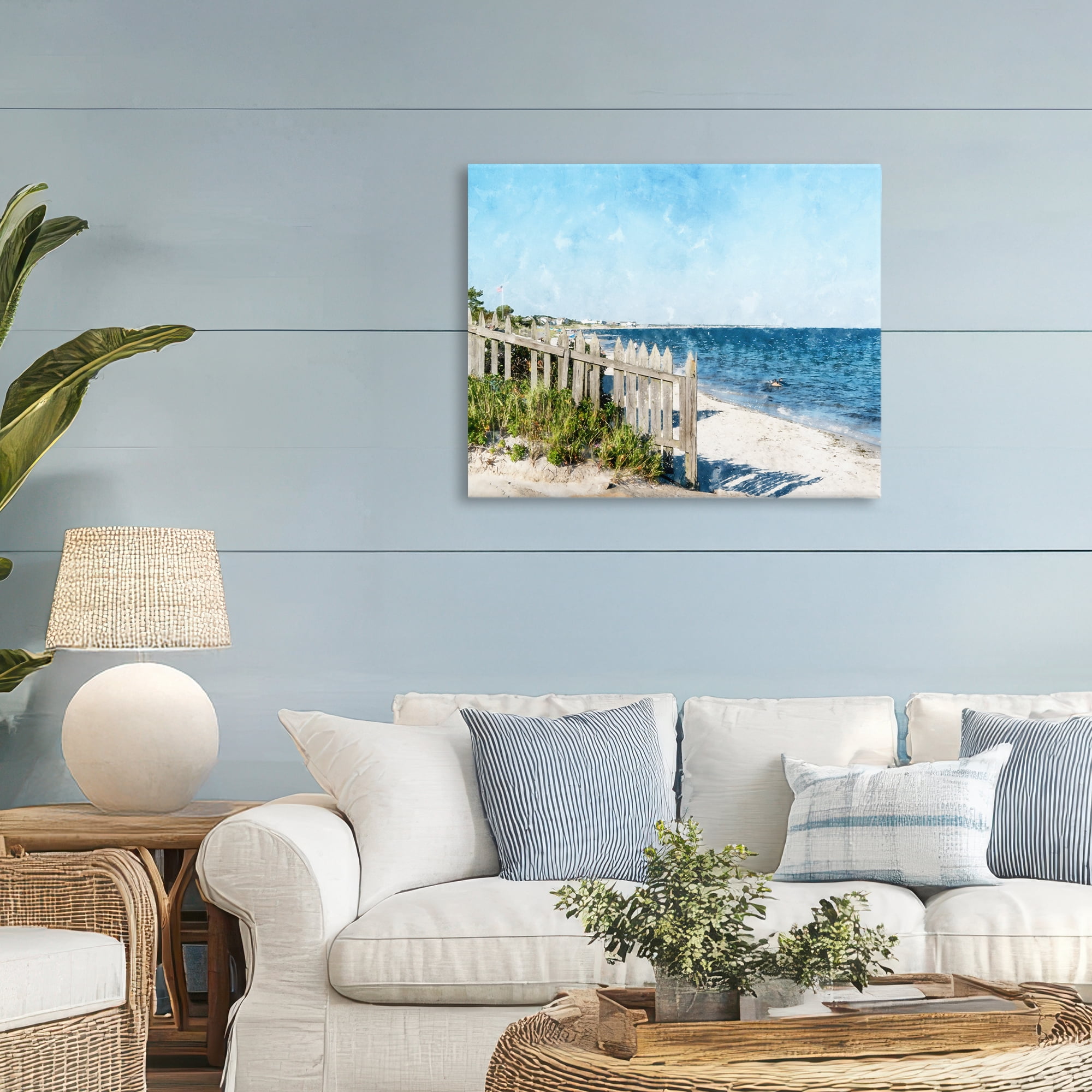 Stupell Industries Beach Pickets View Canvas Wall Art, design by Kim Curinga