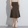 thumbnail image 6 of Women Elegant Midi Skirts Knee Length A-Line Flared Business Skirt for Office Casual Coffee XL, 6 of 6