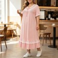 thumbnail image 4 of Stamzod Long Nightgowns for Women Plus Size Fashion Cute Lace Ruffled Versatile Night Gown Casual Loose Short Sleeve Pajama Dress L, 4 of 6