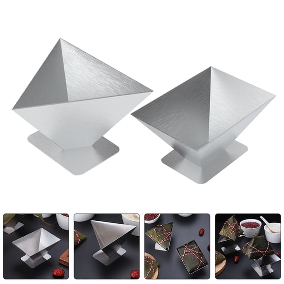 ABOOFAN Set of 2 Stainless Steel Pyramid Cake Molds Rice Shapers Food Press Metal Serving Plates for Kitchen Home & Restaurant Use