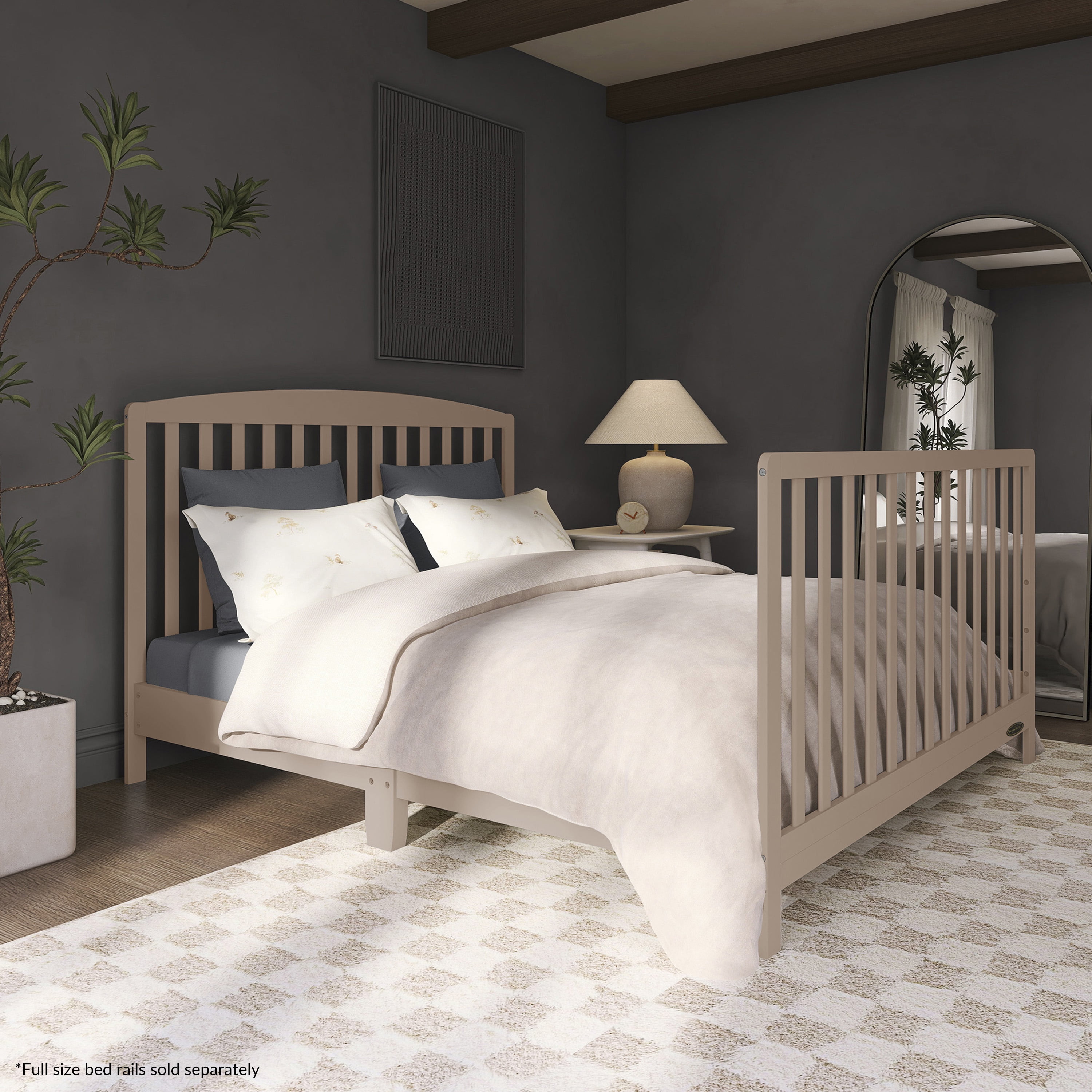 Dream On Me Odelle 5-in-1 Convertible Crib, Converts from Baby Crib to Toddler Bed, Day Bed, Kids Bed and Full Size Bed, Three Adjustable Mattress Height Positions, Almond Butter