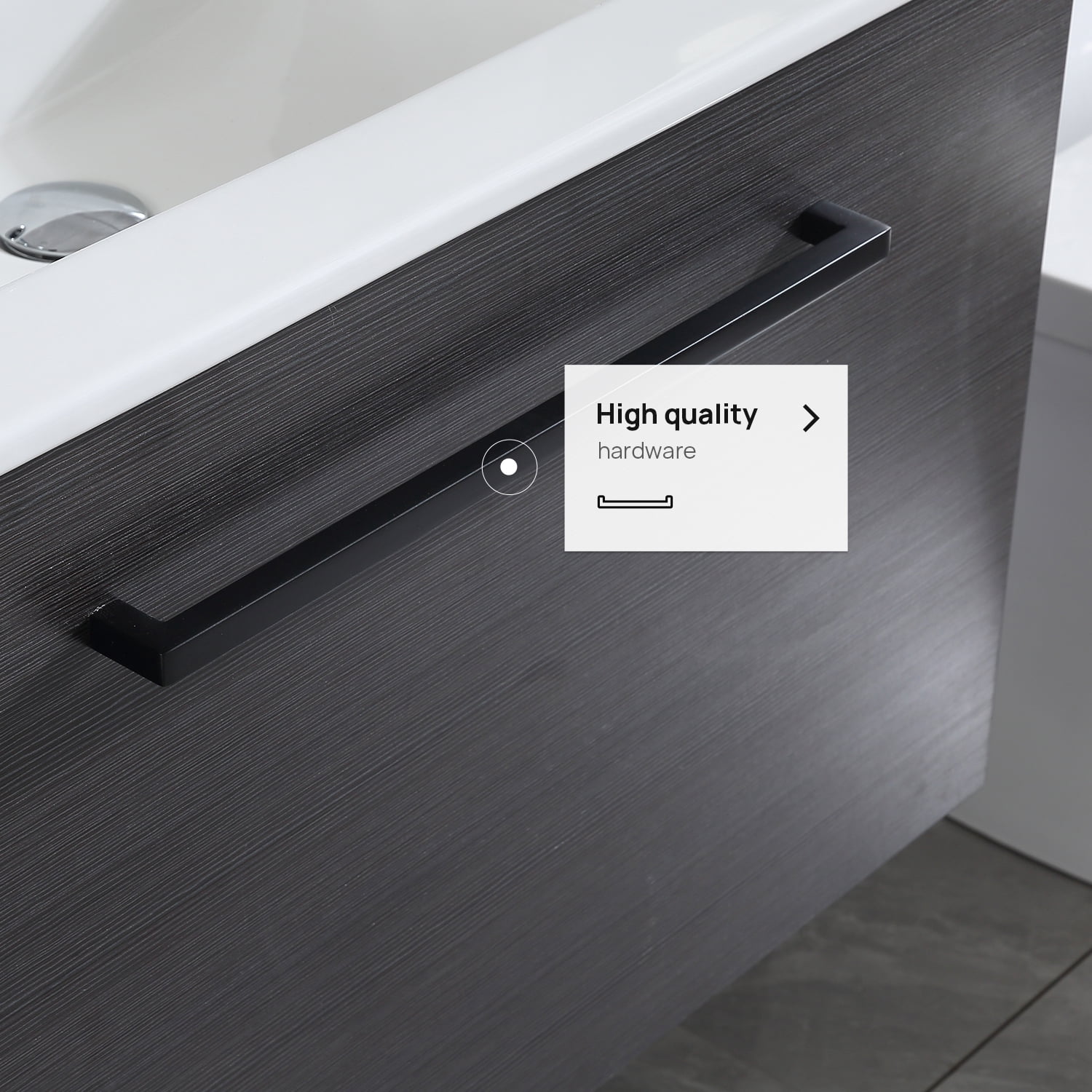 Wonline 24 in. Wall Mount Bathroom Vanity Black Wood Cabinet with Sink and Faucet Floating Style Mirror not Include