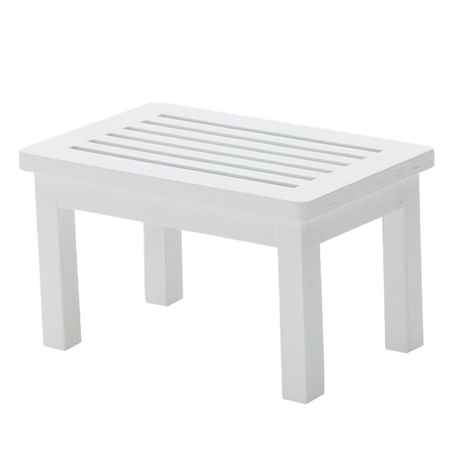 pieza de mesa de té de madera, modelo creativo de mesa de centro, miniadorno de muebles (blanco)