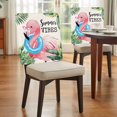 thumbnail image 4 of Summer Vibes Flamingo Chair Covers Set of 1 Summer Tropical Plants Palm Leaves Chair Back Covers Stretch Removable Washable Slipcovers Protector for Dining Room Kitchen Party Decor, 4 of 9