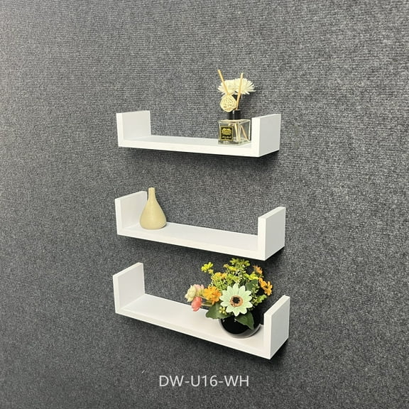 Abrihome White Floating Wall Shelves 3-Tier, Home & Office Decor