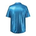 thumbnail image 6 of XIAONU Mens Metallic Shiny Button Up Shirt Short Sleeve Collared Pullover Blouse Lightweight Disco Party Night Out Tops, 6 of 6